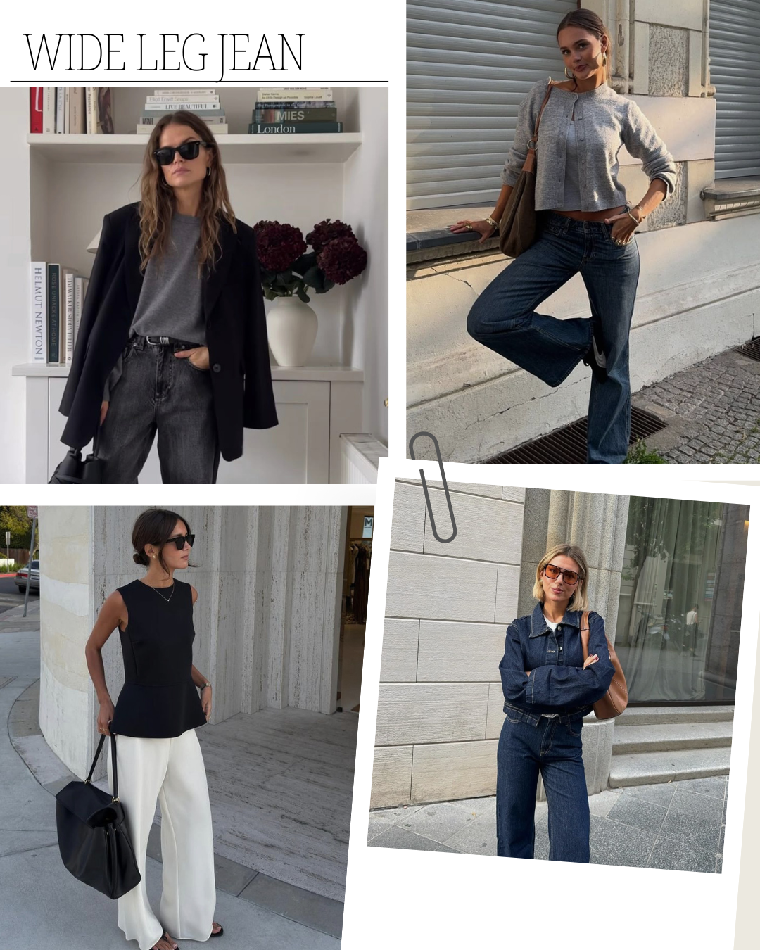  Four seasonal wide leg jeans outfit ideas and Clbak style recipe examples
