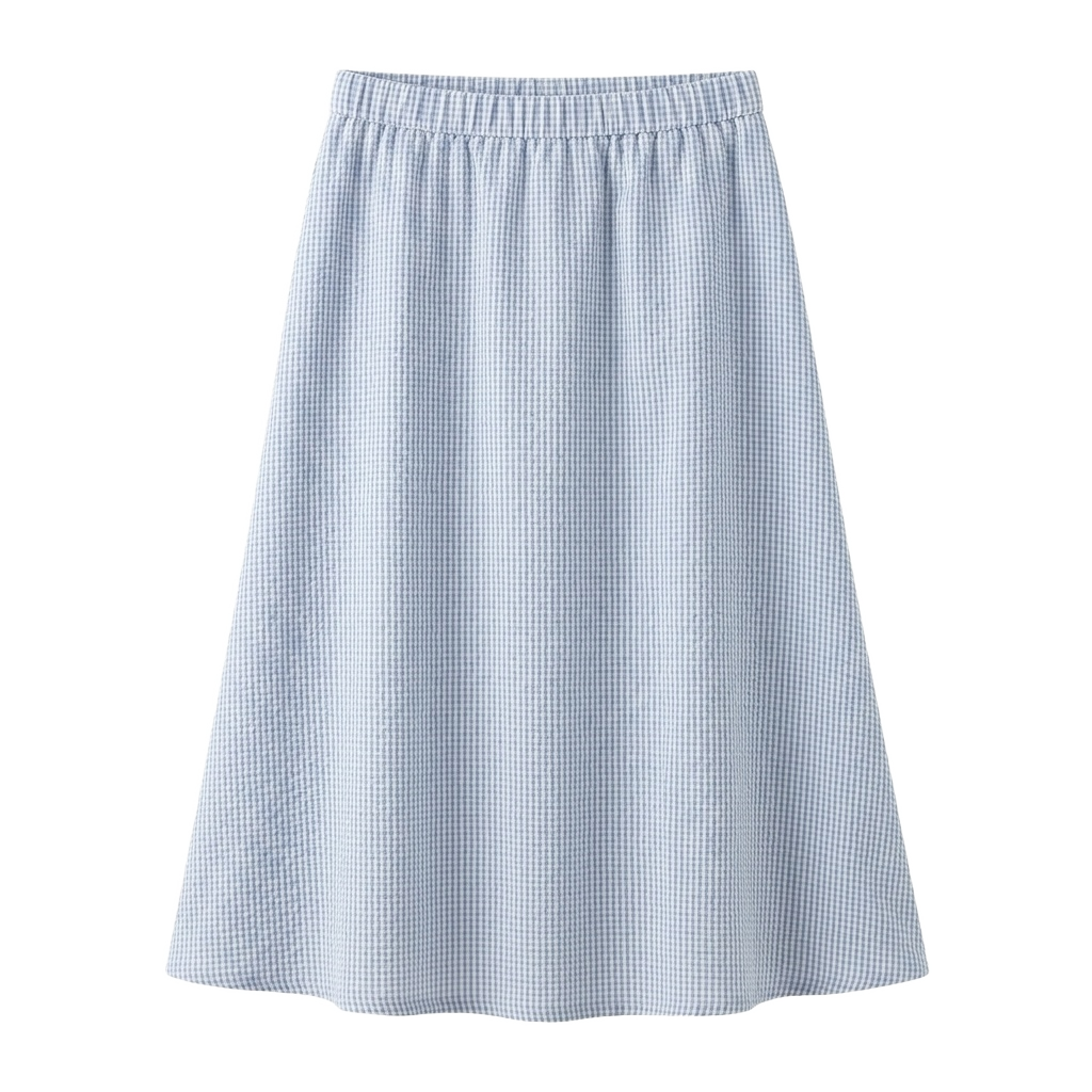 Light Blue Textured Midi Skirt