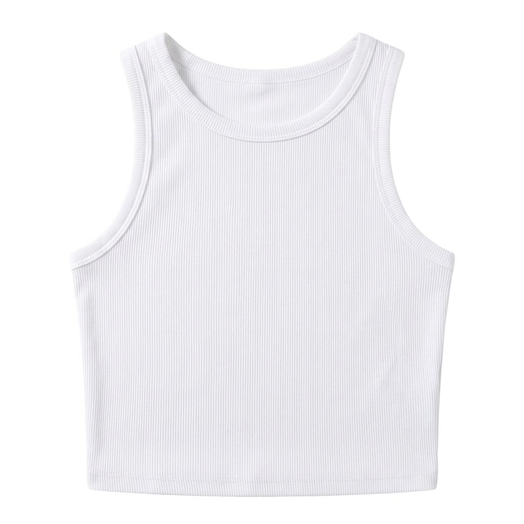 White Ribbed Crop Tank