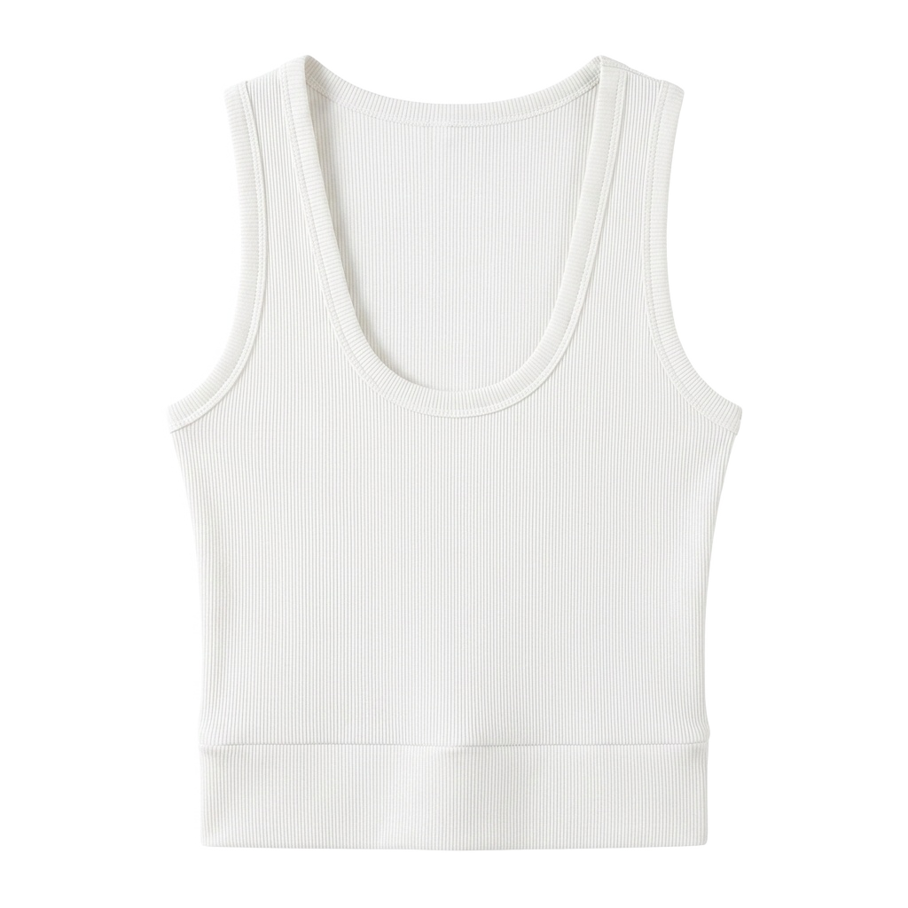 White Sleeveless Ribbed Top