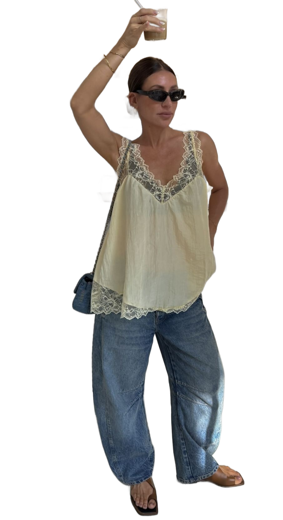 Lace Cami Top x Wide-leg Jeans : Effortless Casual Outfit Recipe